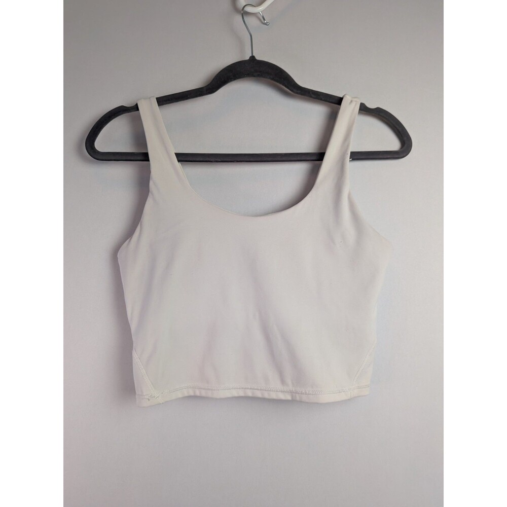 Lululemon Women's Size 6 U Neck Tank Top Off White Sport Bra Cami